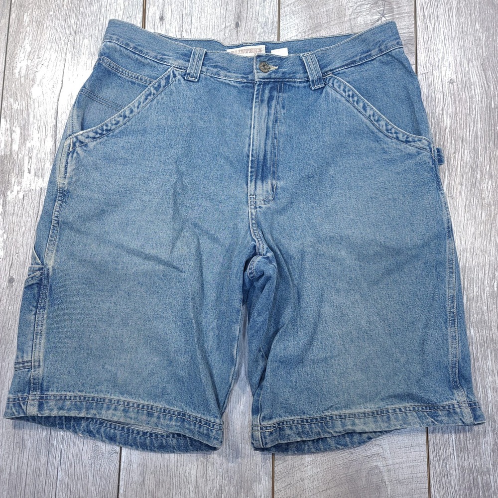 Old Navy Painter Carpenter Shorts Men 34 Blue Denim Hammer Loop Utility Workwear